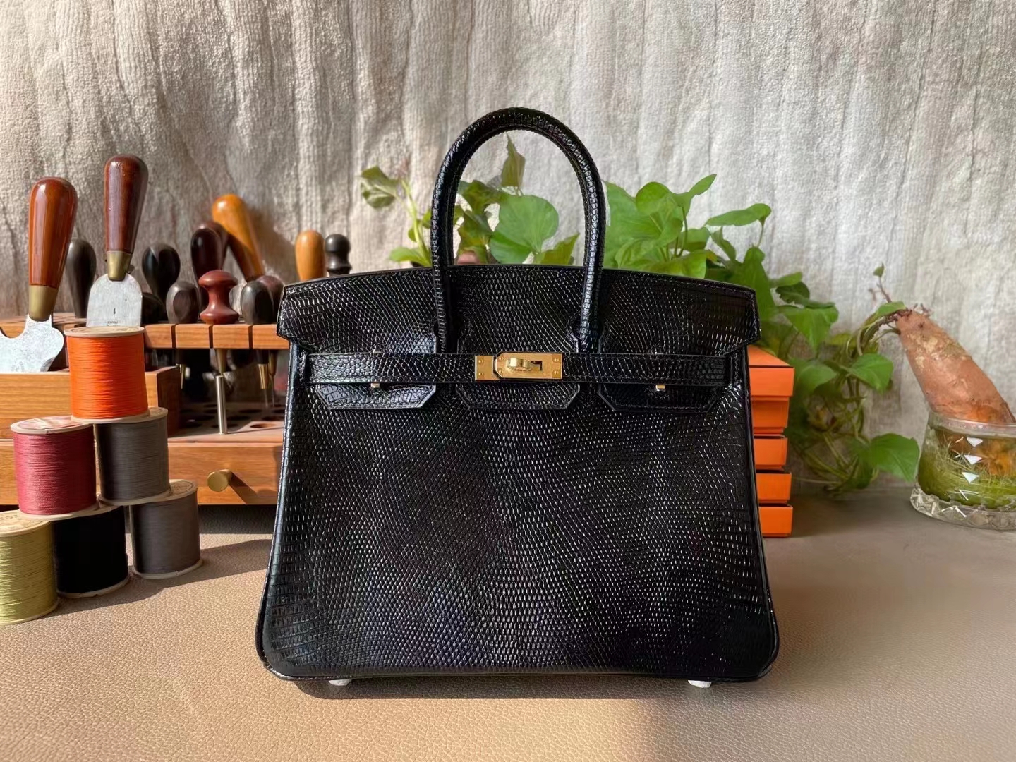 Hermes Birkin chamois & swift royal blue & Deep blue Silver